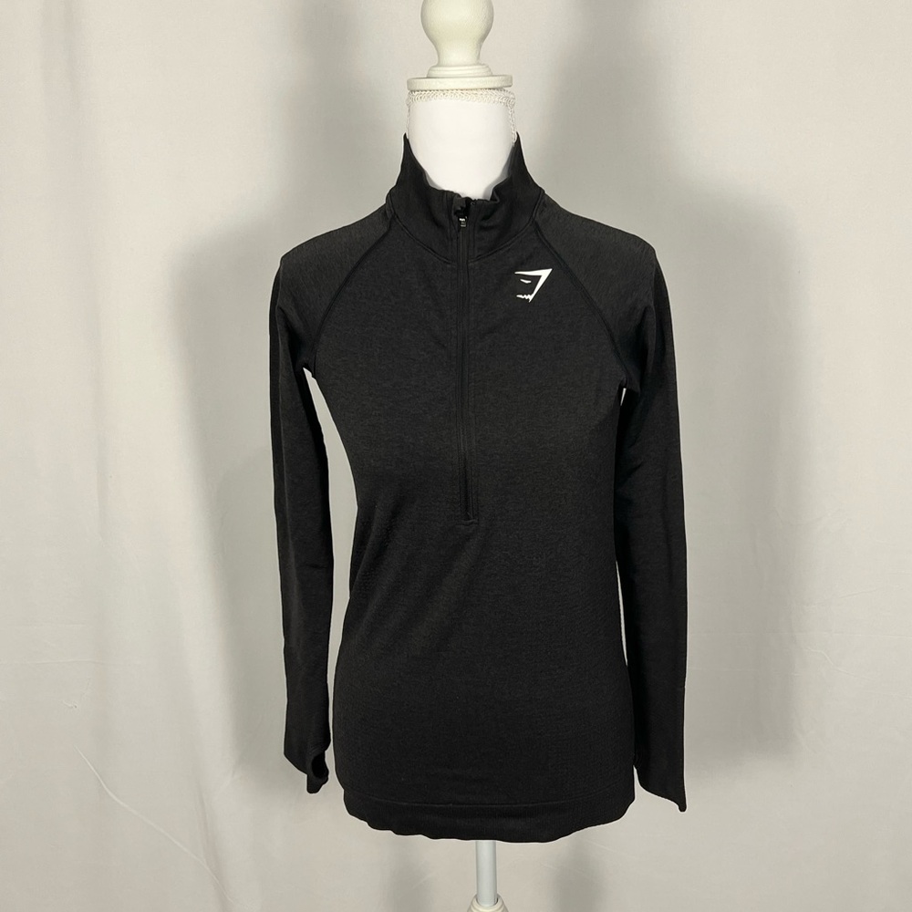 Gymshark Black Quarter-Zip Long Sleeve Top Women’s Small